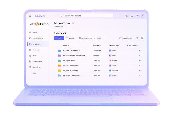 Conceptual mockup of a centralized finance document management workspace used by accounting teams.