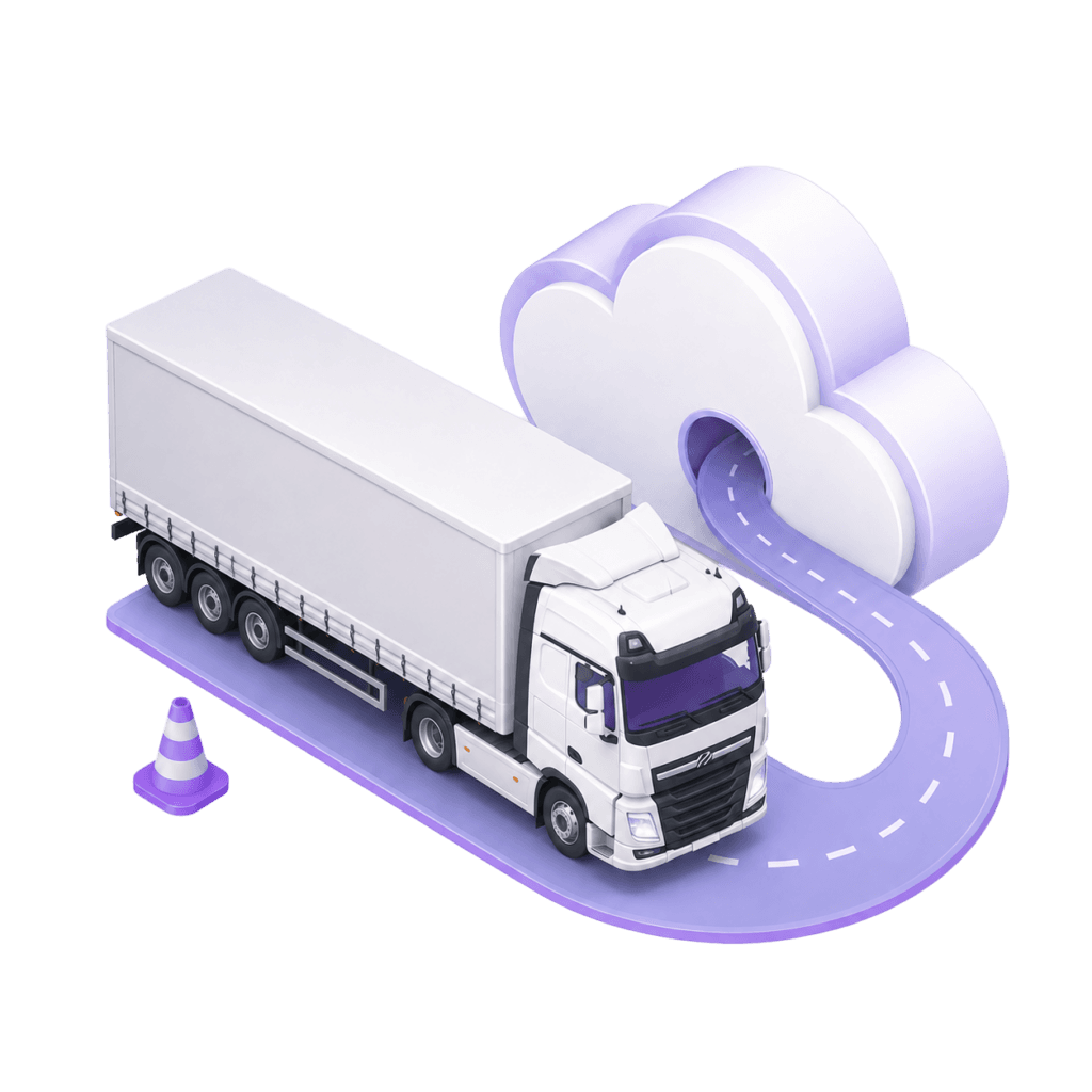 IBT Azure migration: truck on a road leading into the cloud